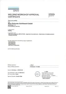 Welding Workshop Approval Certificate DNVGL  